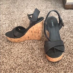 black forever 21 cork wedges size 6
